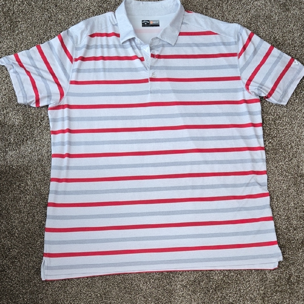 Callaway Red and White Polo Shirt Classic Striped Design